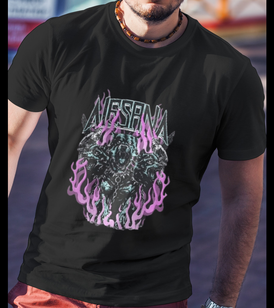 Alesana Cerberus Angel Statues With Purple Flames T-Shirt