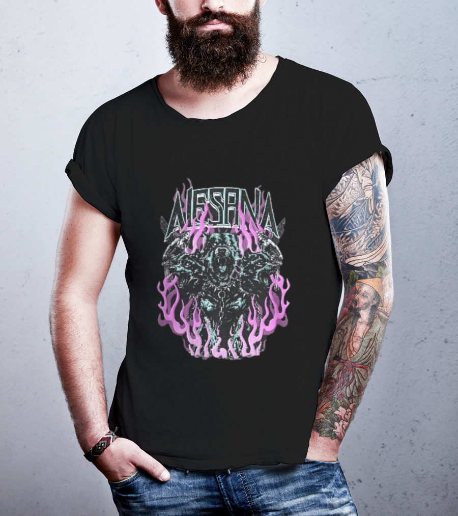 Alesana Cerberus Angel Statues With Purple Flames T-Shirt
