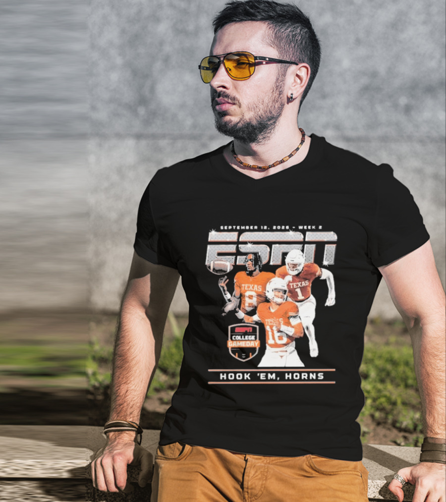 September 12 2026 ESPN College Gameday Texas Longhorns Hook 'Em Horns T-Shirt