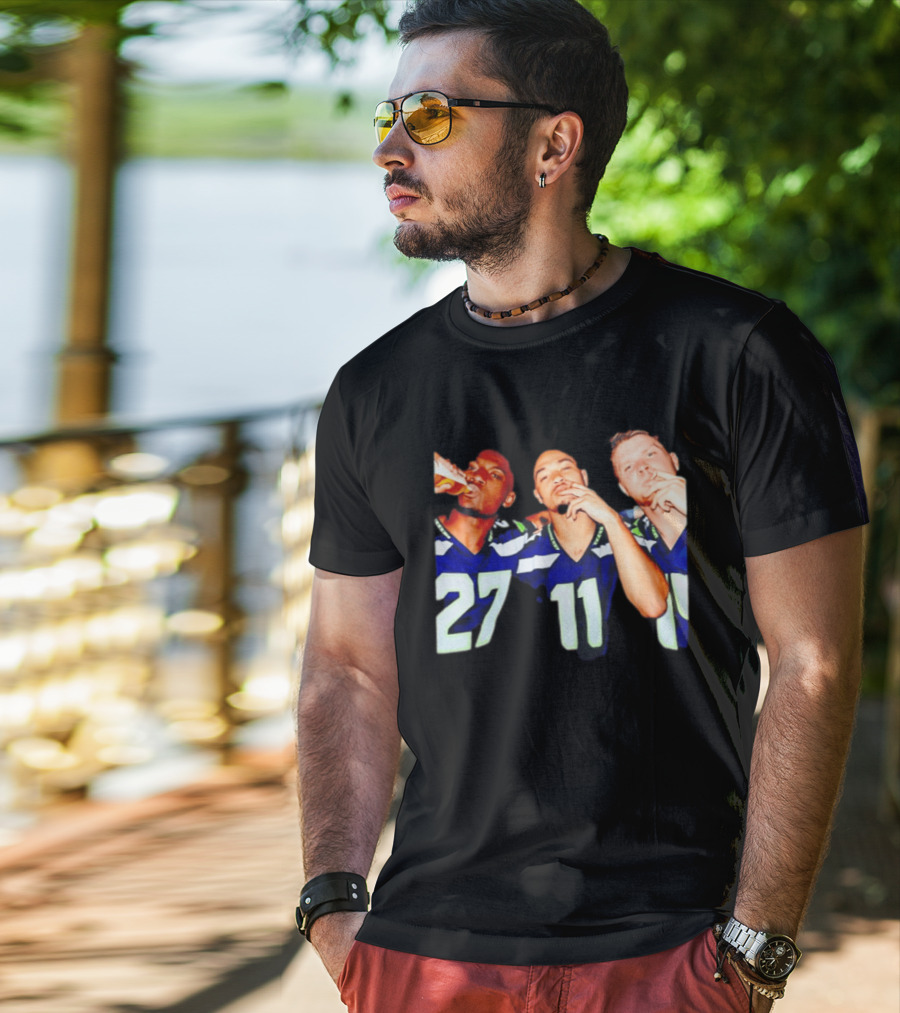 Avery Smith Jaxon Smith Njigba Sam Darnold Seattle Seahawks Smoking Image T-Shirt