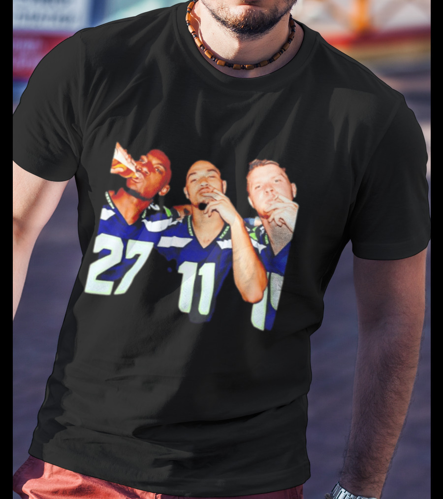 Avery Smith Jaxon Smith Njigba Sam Darnold Seattle Seahawks Smoking Image T-Shirt