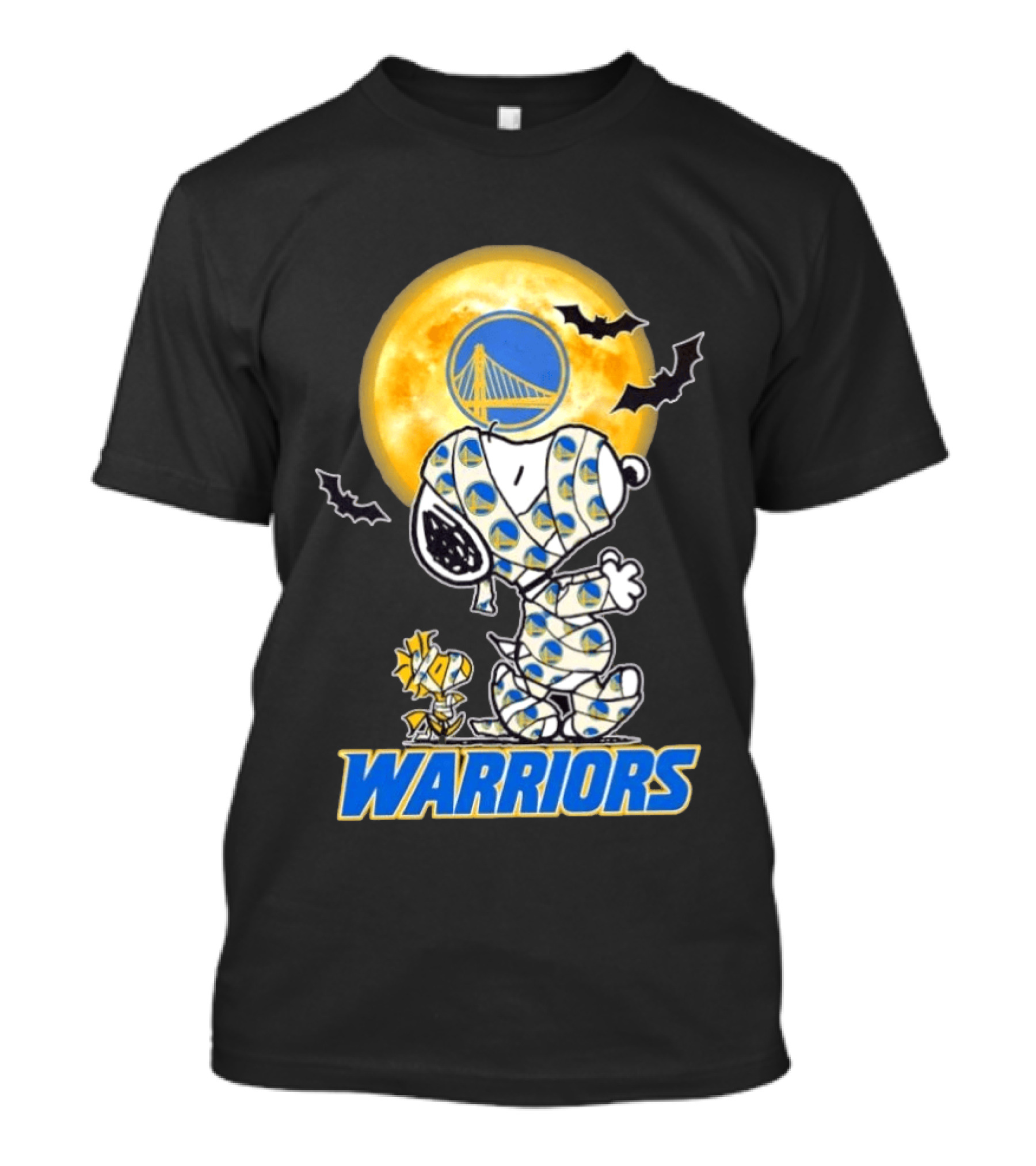Golden State Warriors Snoopy Woodstock Mummy Halloween Moon Bats T-Shirt
