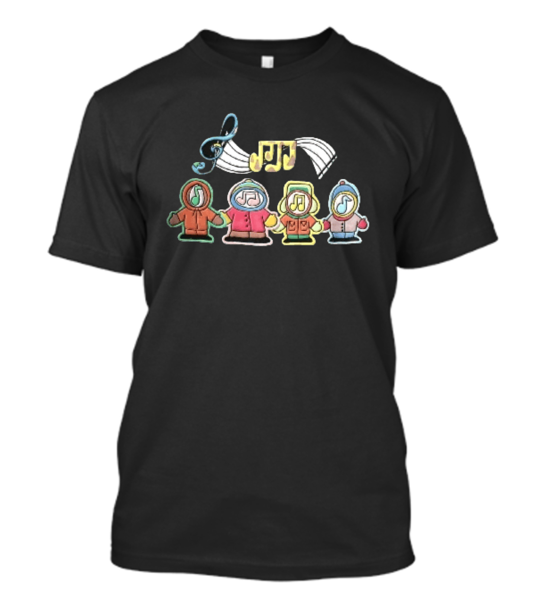 Cartoon Boys Treble Clef Musical Notes T-Shirt