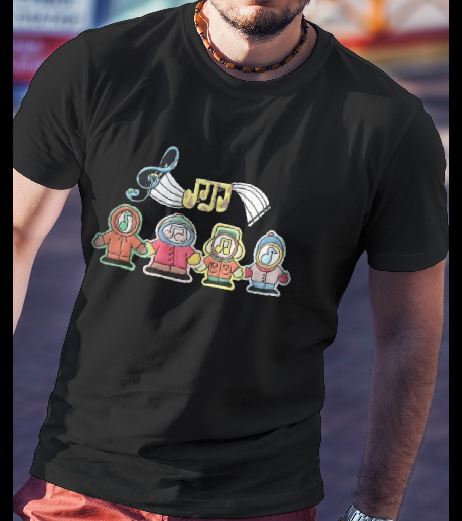 Cartoon Boys Treble Clef Musical Notes T-Shirt