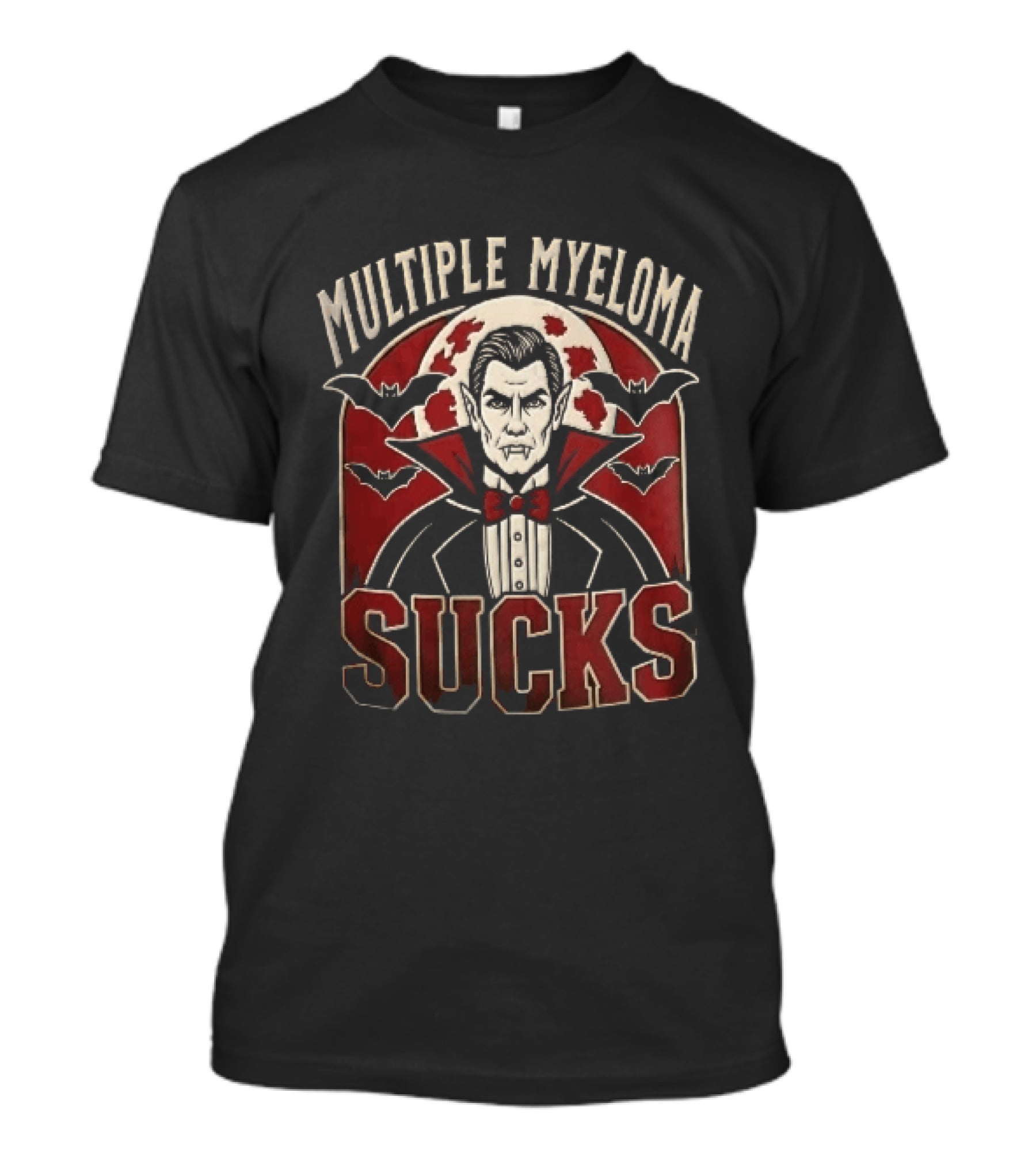 Multiple Myeloma Sucks Vampire Dracula Fangs Bats Red Moon Halloween T-Shirt