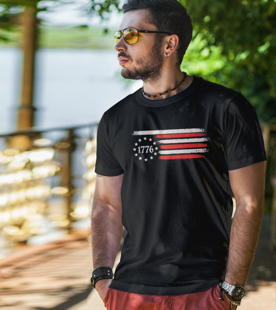 Imagine A Country So Great Even The People 1776 USA Flag Stars Stripes T-Shirt