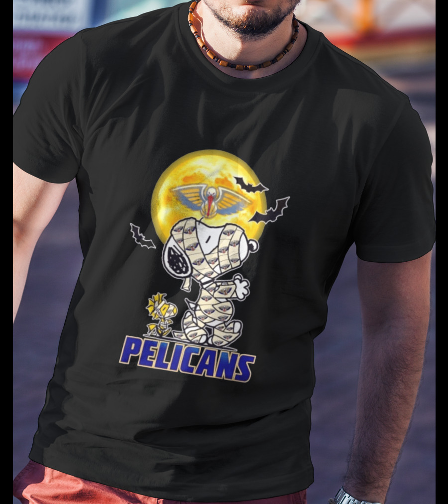 New Orleans Pelicans Snoopy Woodstock Mummy Halloween Cosplay T-Shirt