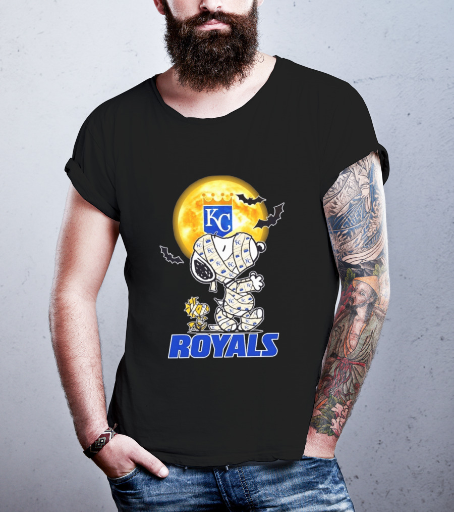 Kansas City Royals Snoopy Woodstock Mummy Halloween Moon Bats T-Shirt