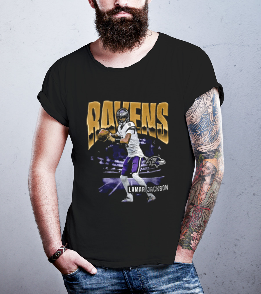 Ravens Lamar Jackson Football Iconic Quarterback T-Shirt