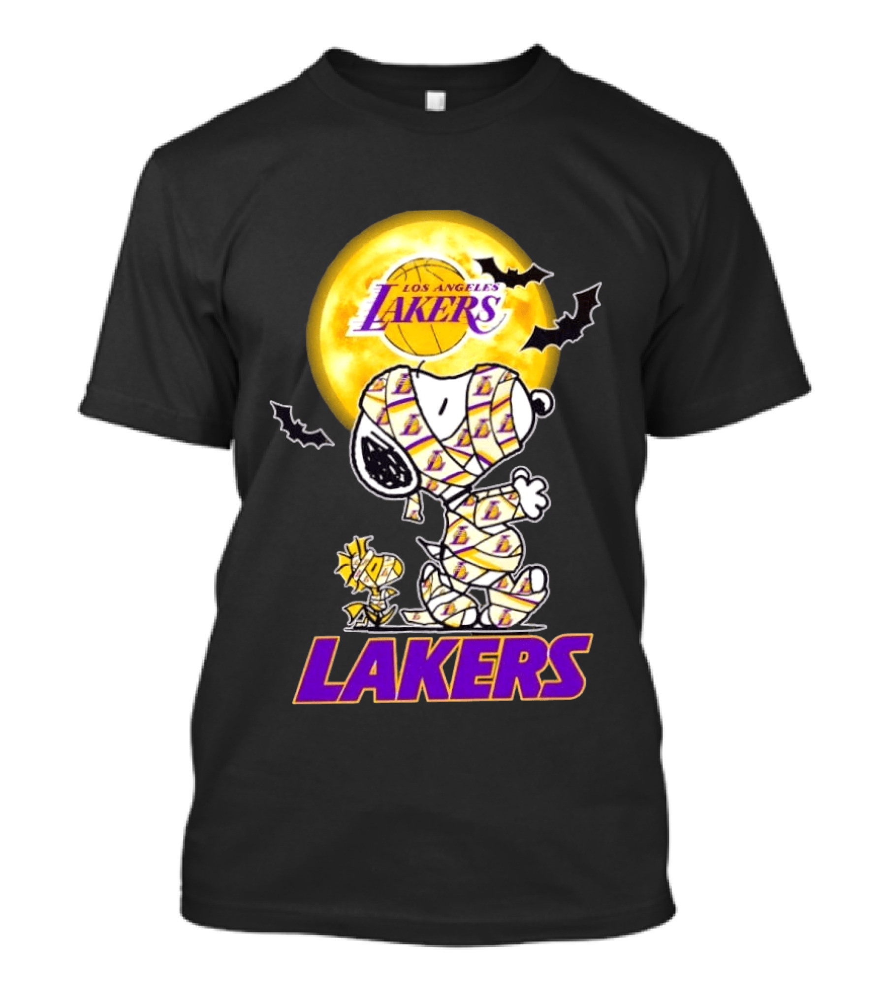 Los Angeles Lakers Snoopy Woodstock Mummy Halloween Moon Bats T-Shirt