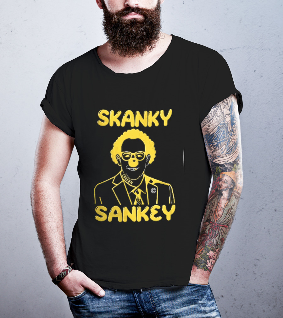 Skanky Sankey Couyon Clown Glasses Yellow Suit Caricature T-Shirt