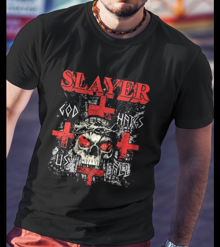 Slayer God Hates Us All Skull Red Crosses T-Shirt