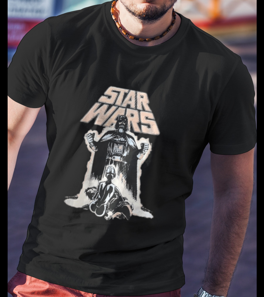 Star Wars Distressed Comic Darth Vader Over Defeated Droid T-Shirt