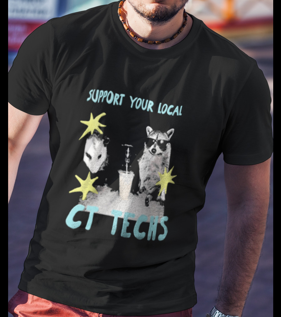 Support Your Local CT Techs Opossum Skunk Raccoon Stars T-Shirt