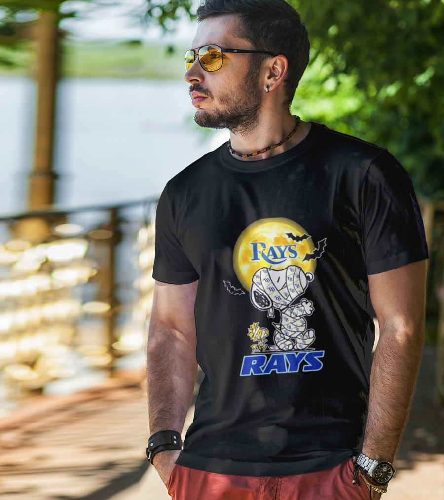 Tampa Bay Rays Snoopy Woodstock Halloween Mummy Moon Bats T-Shirt