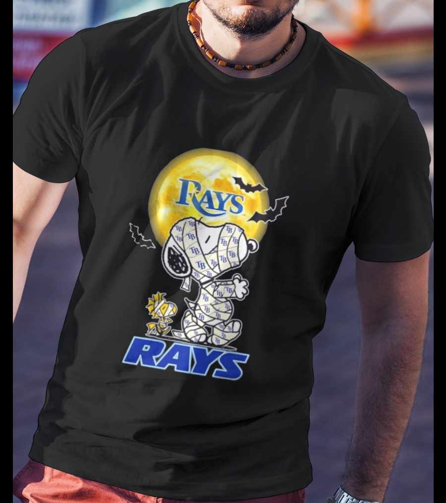 Tampa Bay Rays Snoopy Woodstock Halloween Mummy Moon Bats T-Shirt