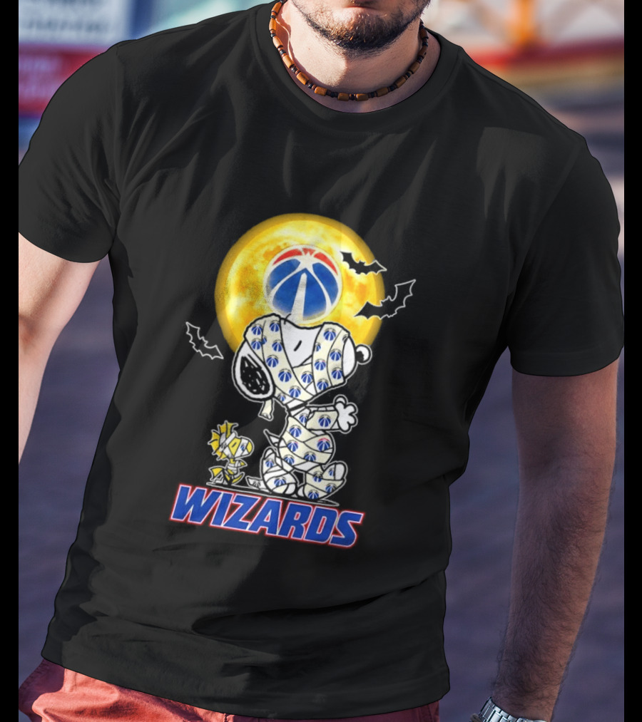 Washington Wizards Snoopy Woodstock Halloween Mummy Full Moon T-Shirt