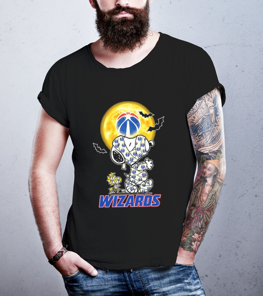Washington Wizards Snoopy Woodstock Halloween Mummy Full Moon T-Shirt