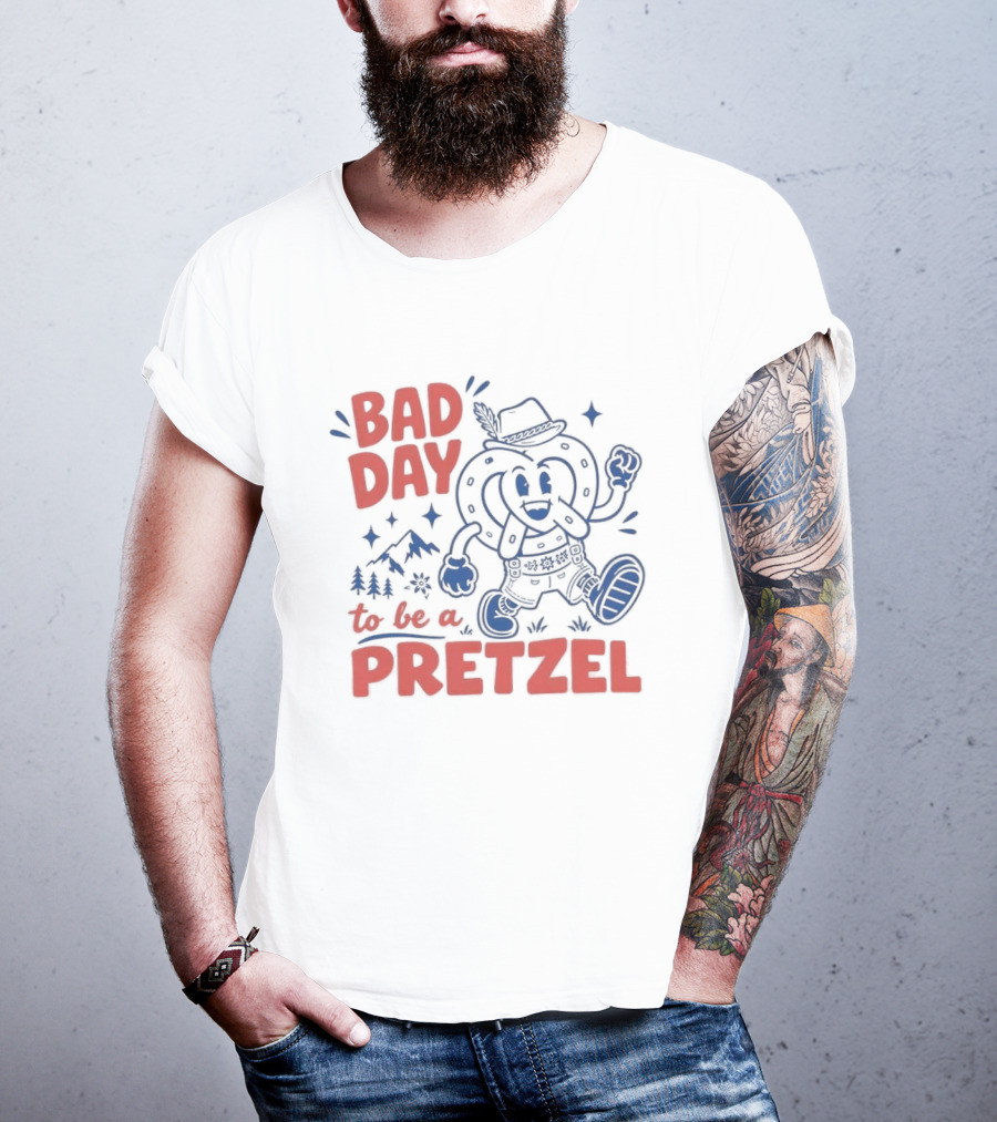 Bad Day To Be A Pretzel Cartoon Character Adventure T-Shirt