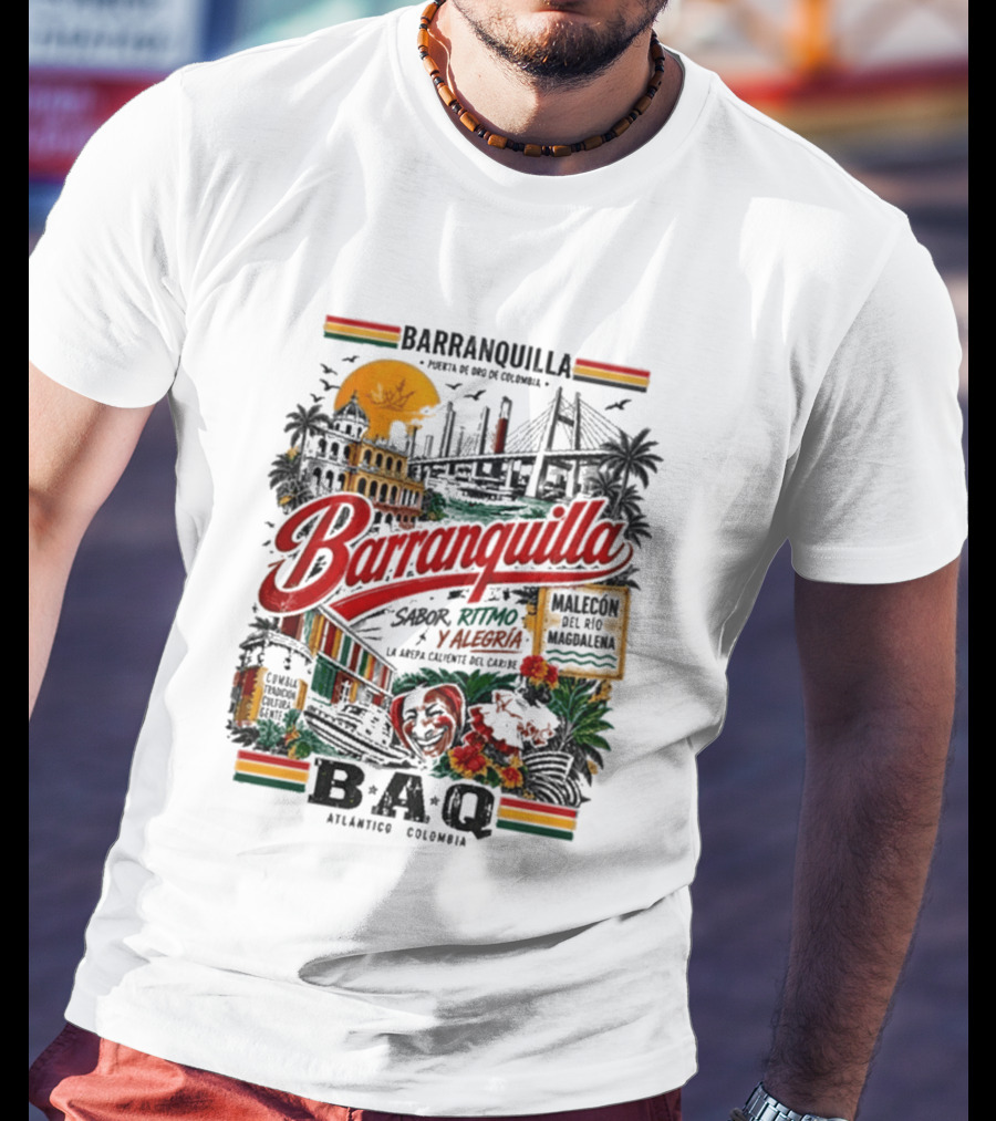 Barranquilla Colombia BAQ Sabor Ritmo Alegria Malecon Atlantico Explora T-Shirt