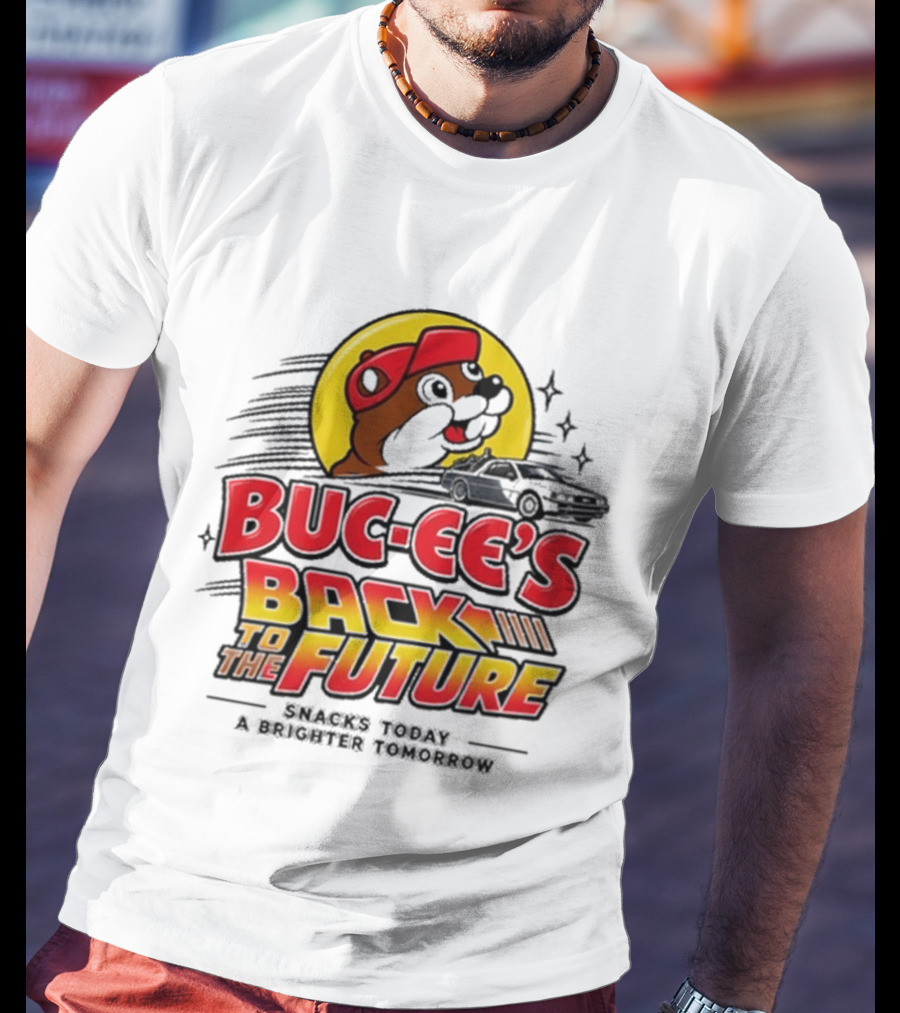 Buc Ee's Back To The Future DeLorean Snacks Today Brighter Tomorrow T-Shirt