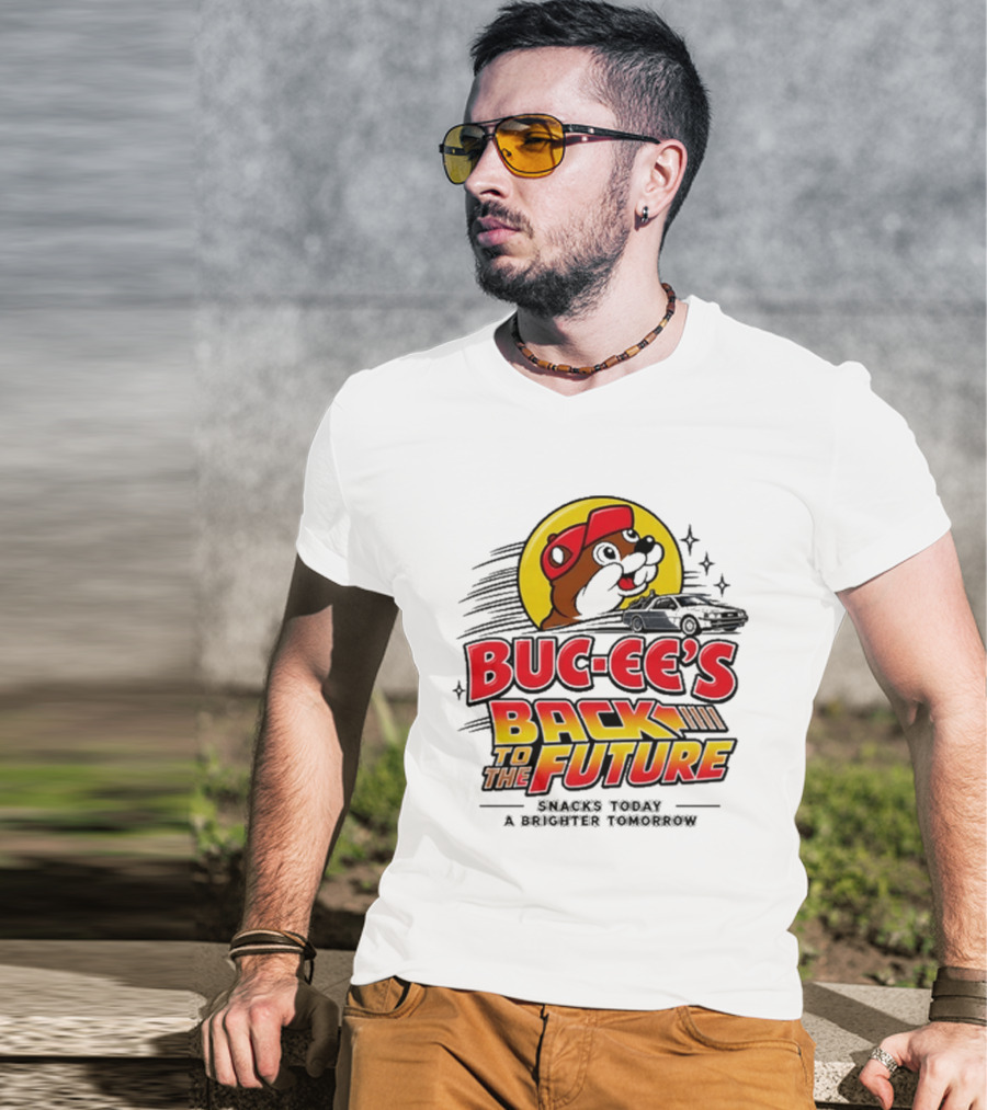 Buc Ee's Back To The Future DeLorean Snacks Today Brighter Tomorrow T-Shirt