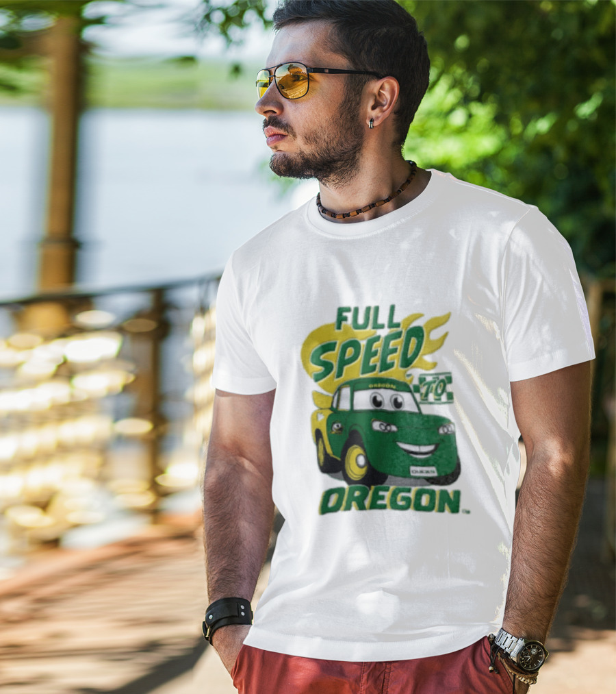 Full Speed Oregon Ducks Car Toon Sporting Team Spirit T-Shirt