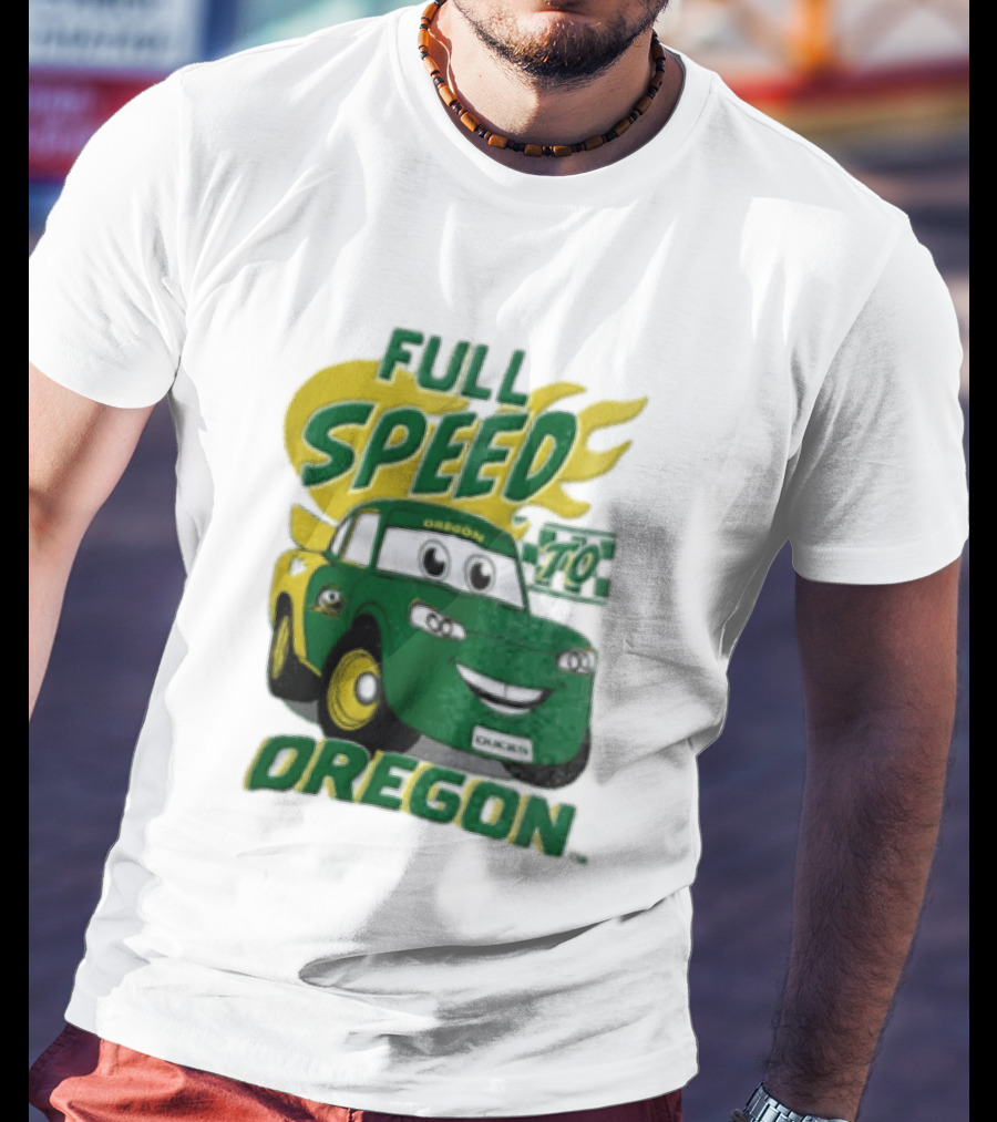 Full Speed Oregon Ducks Car Toon Sporting Team Spirit T-Shirt