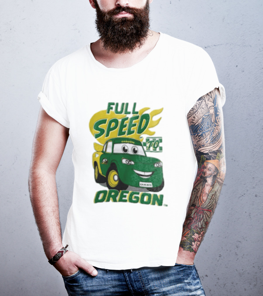 Full Speed Oregon Ducks Car Toon Sporting Team Spirit T-Shirt