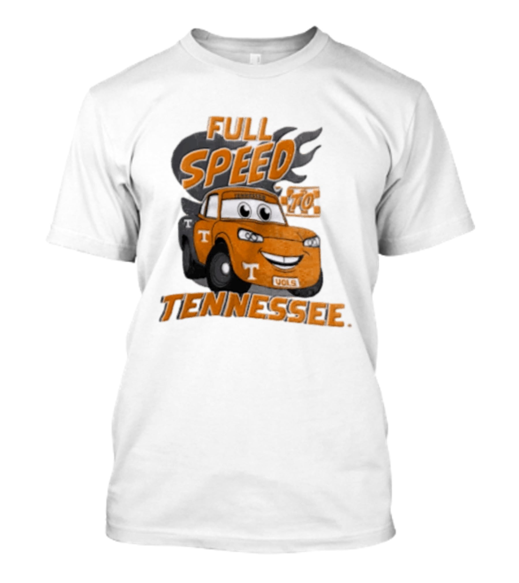 Full Speed Tennessee Vols Truck Cartoon With Flames And Number Plate T-Shirt