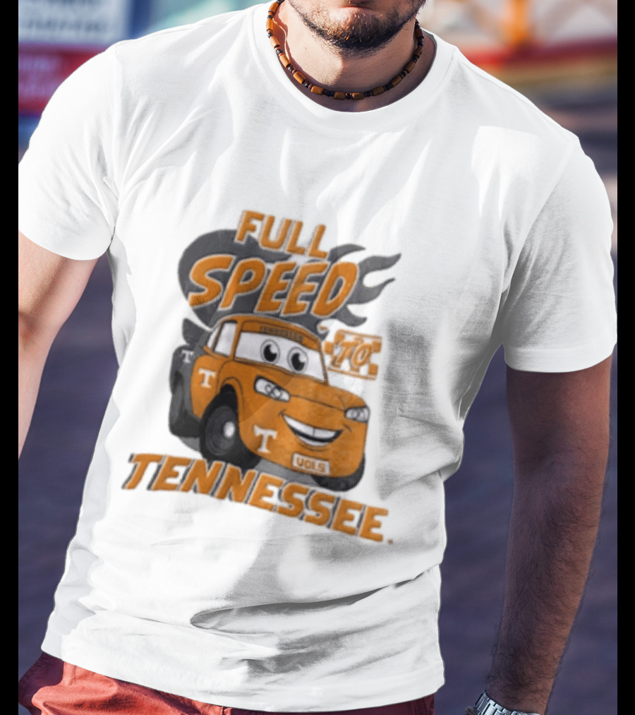 Full Speed Tennessee Vols Truck Cartoon With Flames And Number Plate T-Shirt