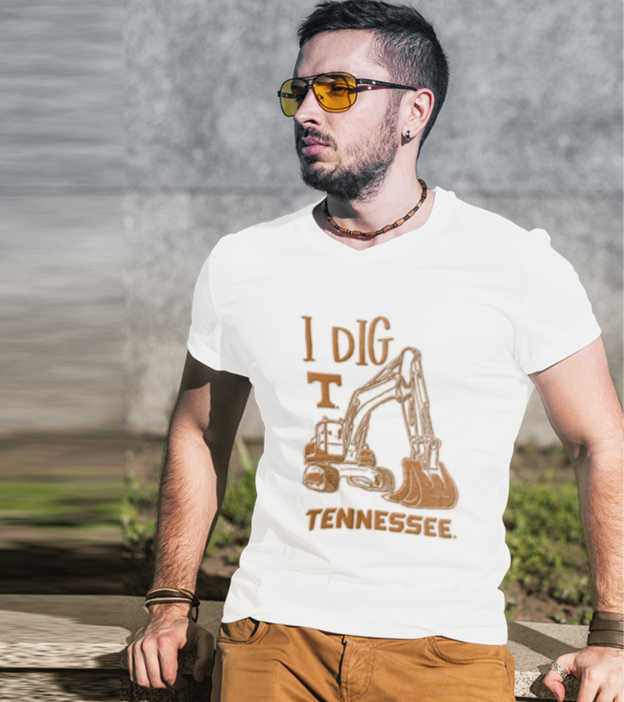 I Dig Tennessee Excavator Orange Text Construction Equipment T-Shirt