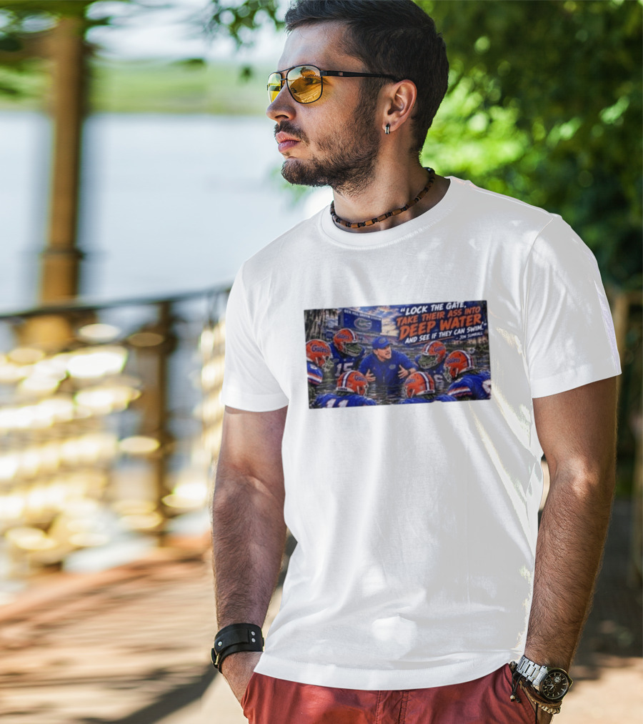 Lock The Gate Deep Water Challenge Gators Jon Sumrall T-Shirt