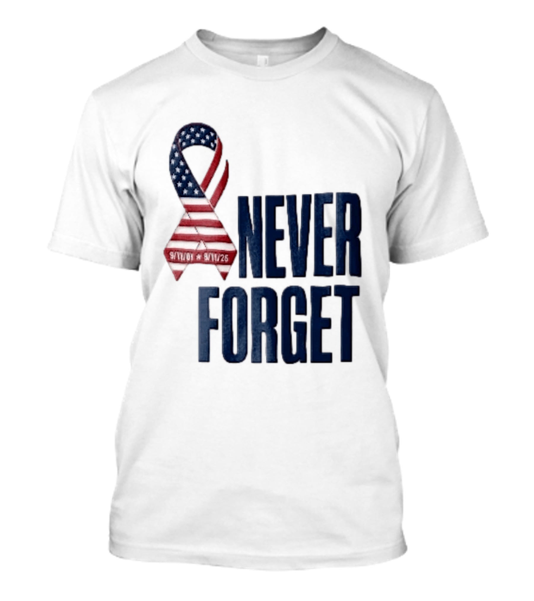 Never Forget 9/11 American Flag Awareness Ribbon T-Shirt