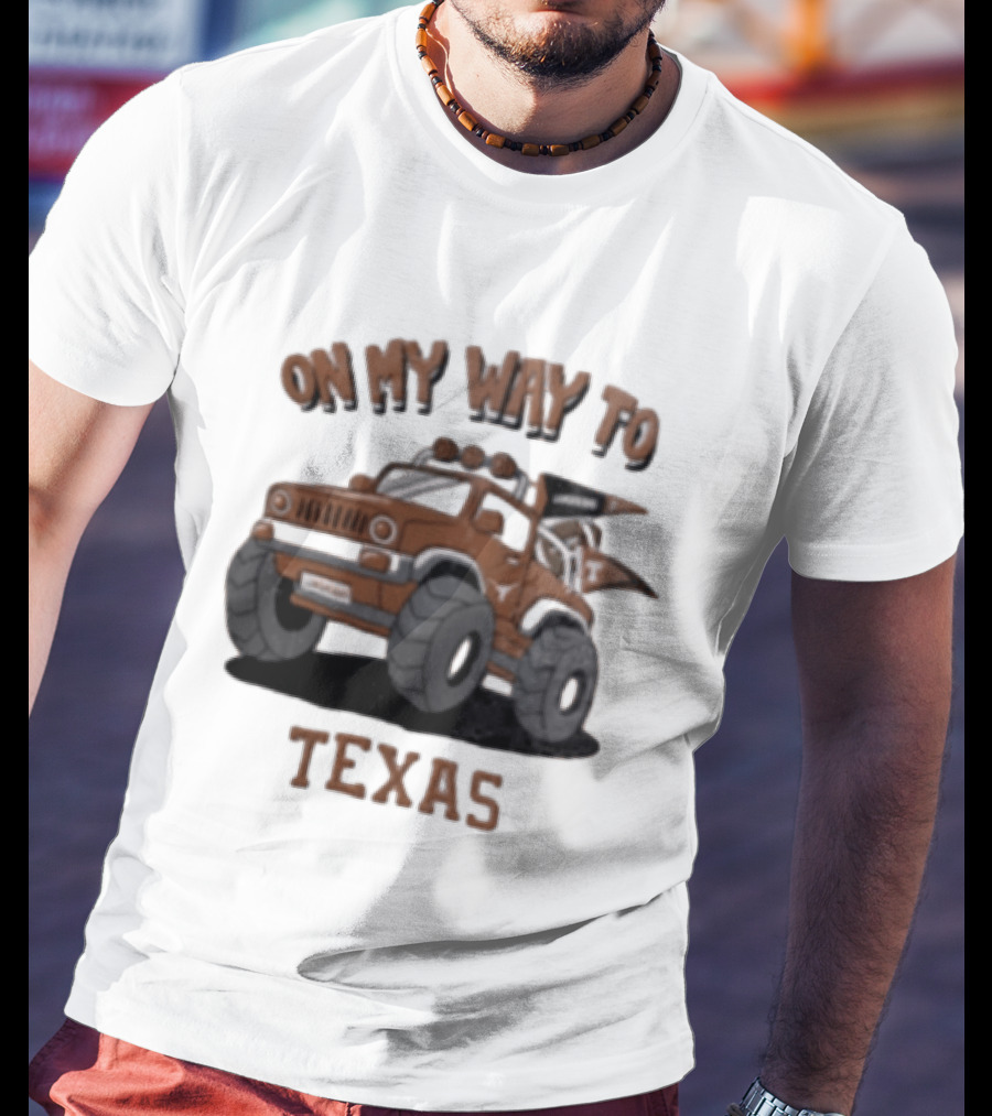 On My Way To Texas Monster Truck Longhorns T-Shirt