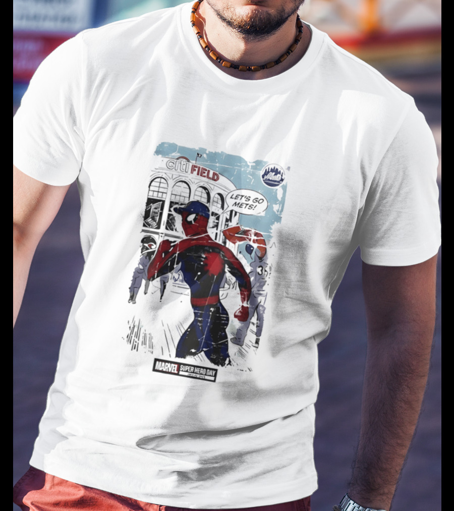 Marvel Spiderman Citi Field Let's Go Mets T-Shirt