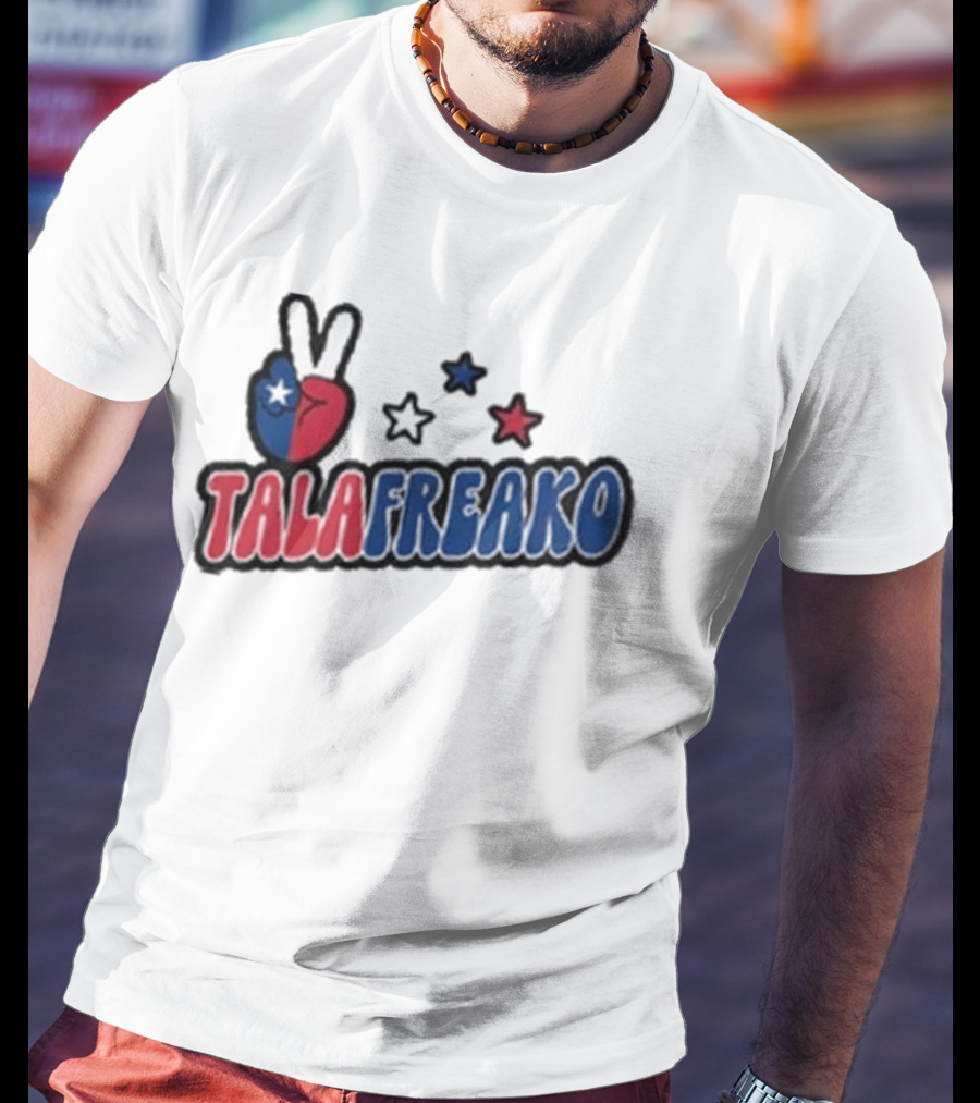 TALAFREAKO Chilean Flag Peace Sign Stars Patriotic T-Shirt