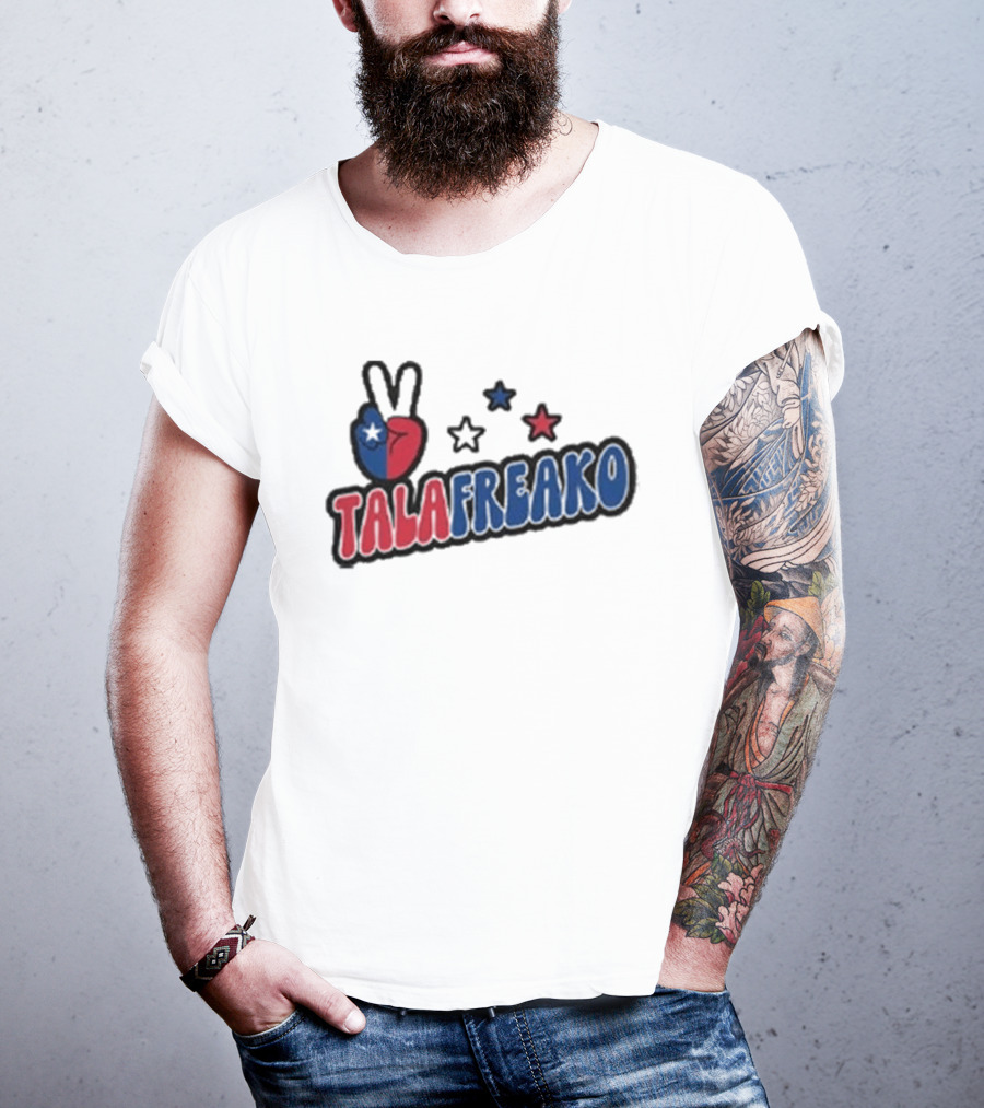 TALAFREAKO Chilean Flag Peace Sign Stars Patriotic T-Shirt