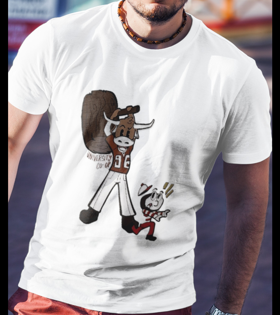 Texas Longhorns University Co Op Cartoon Longhorn 96 Football T-Shirt