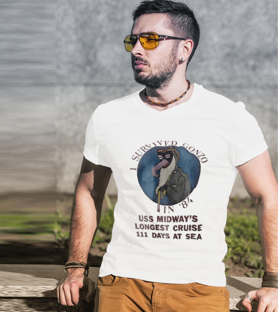 USS Midway I Survived Gonzo 1984 Longest Cruise 111 Days At Sea T-Shirt