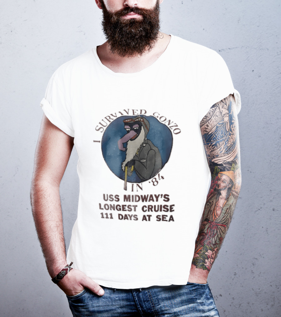 USS Midway I Survived Gonzo 1984 Longest Cruise 111 Days At Sea T-Shirt