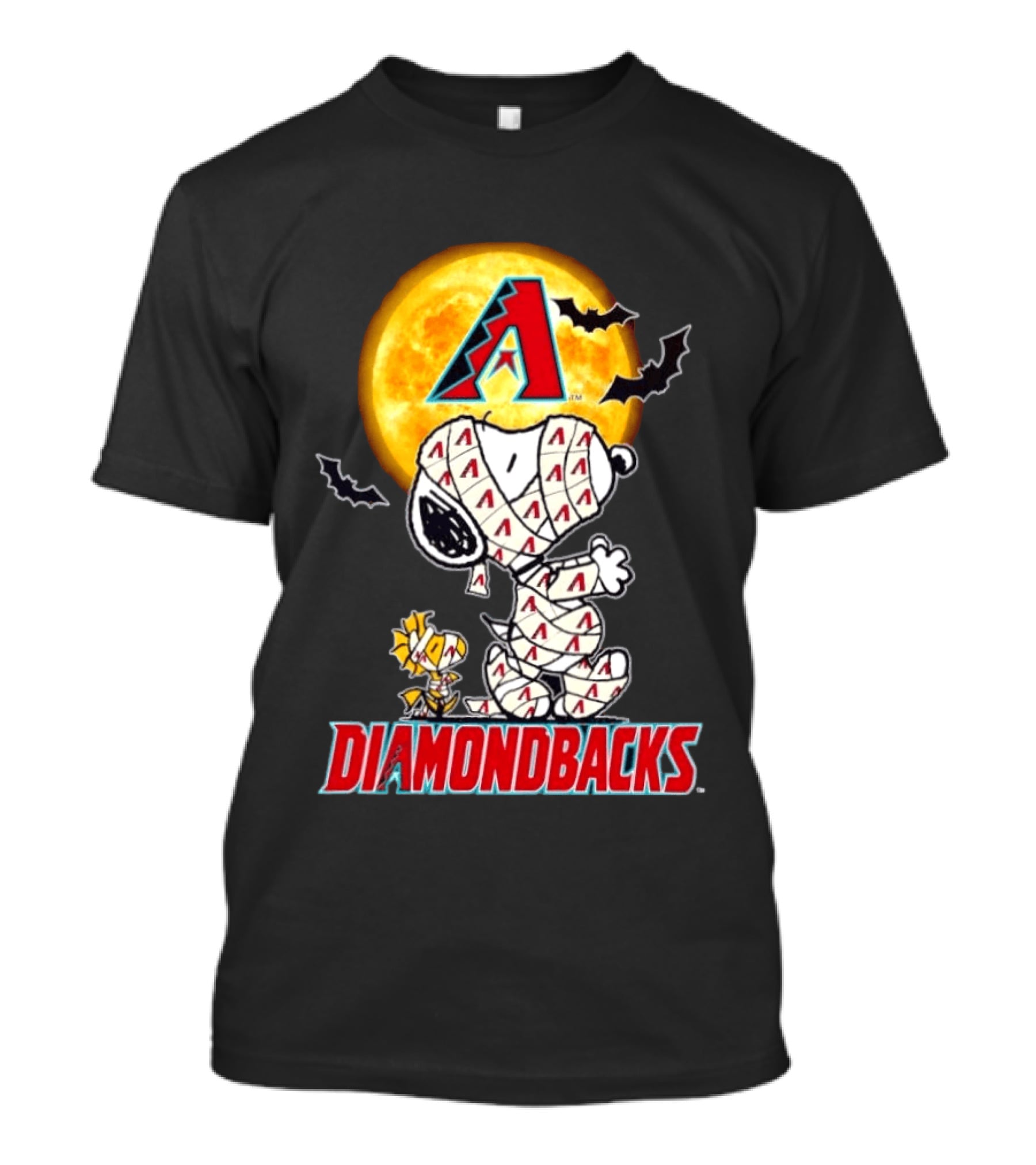 Arizona Diamondbacks Snoopy Woodstock Mummy Halloween Moon Bats T-Shirt