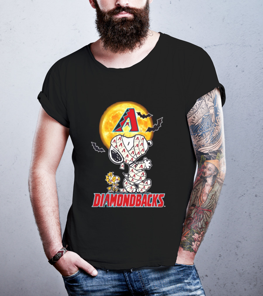 Arizona Diamondbacks Snoopy Woodstock Mummy Halloween Moon Bats T-Shirt
