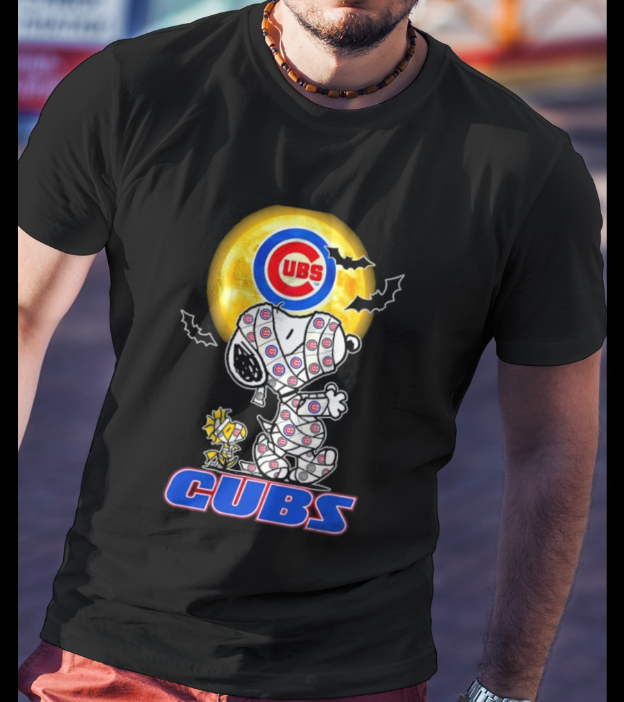 Chicago Cubs Snoopy Woodstock Halloween Mummy Cosplay T-Shirt