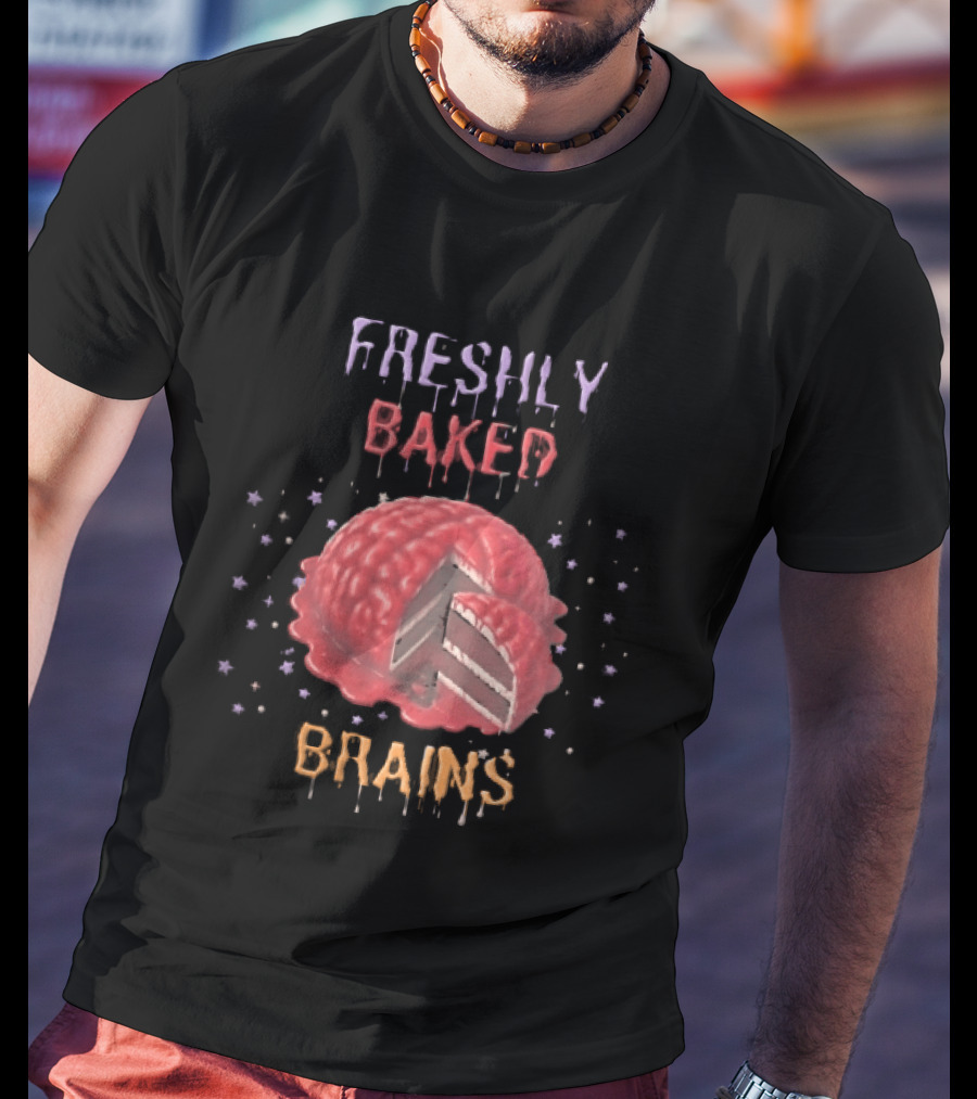Freshly Baked Brains Red Layered Cake Slice With Stars T-Shirt