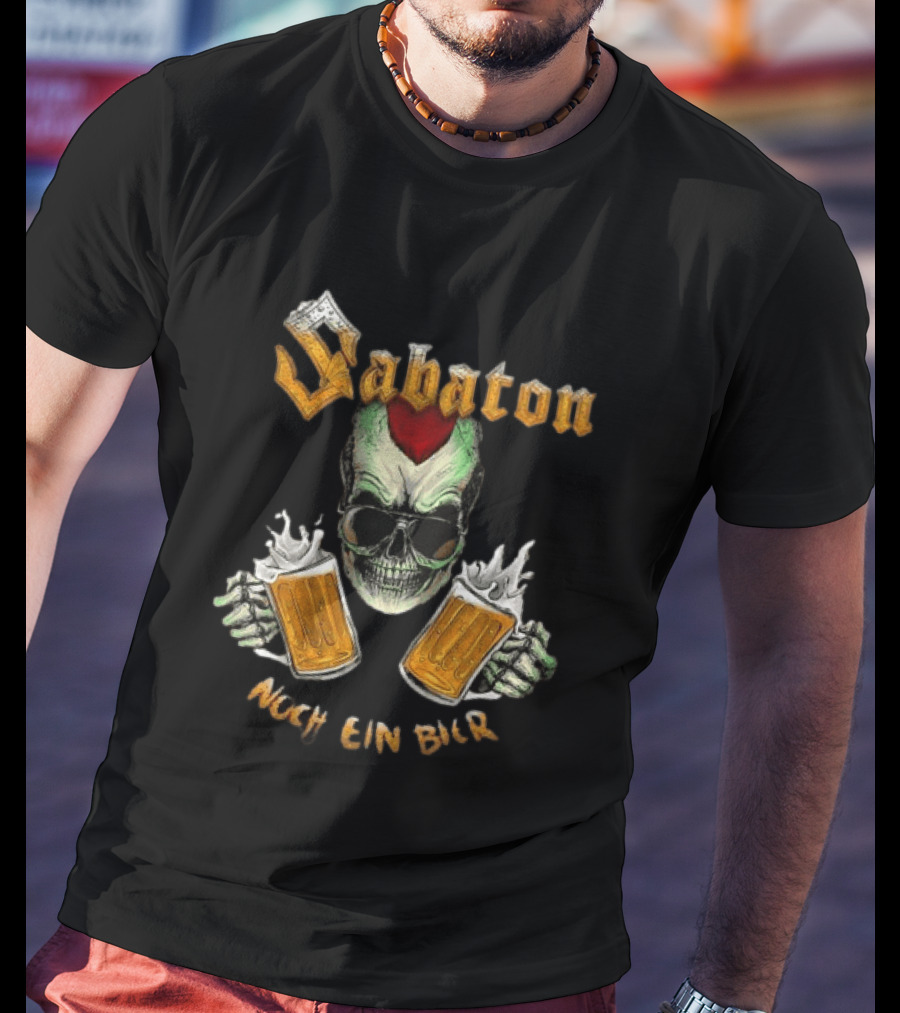 Sabaton Noch Ein Bier Skull With Dual Beer S And Skull T-Shirt