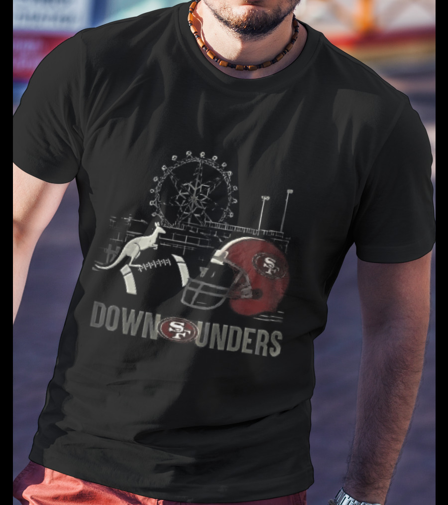 San Francisco 49ers Down Unders Kangaroo Football Helmet Ferris Wheel T-Shirt