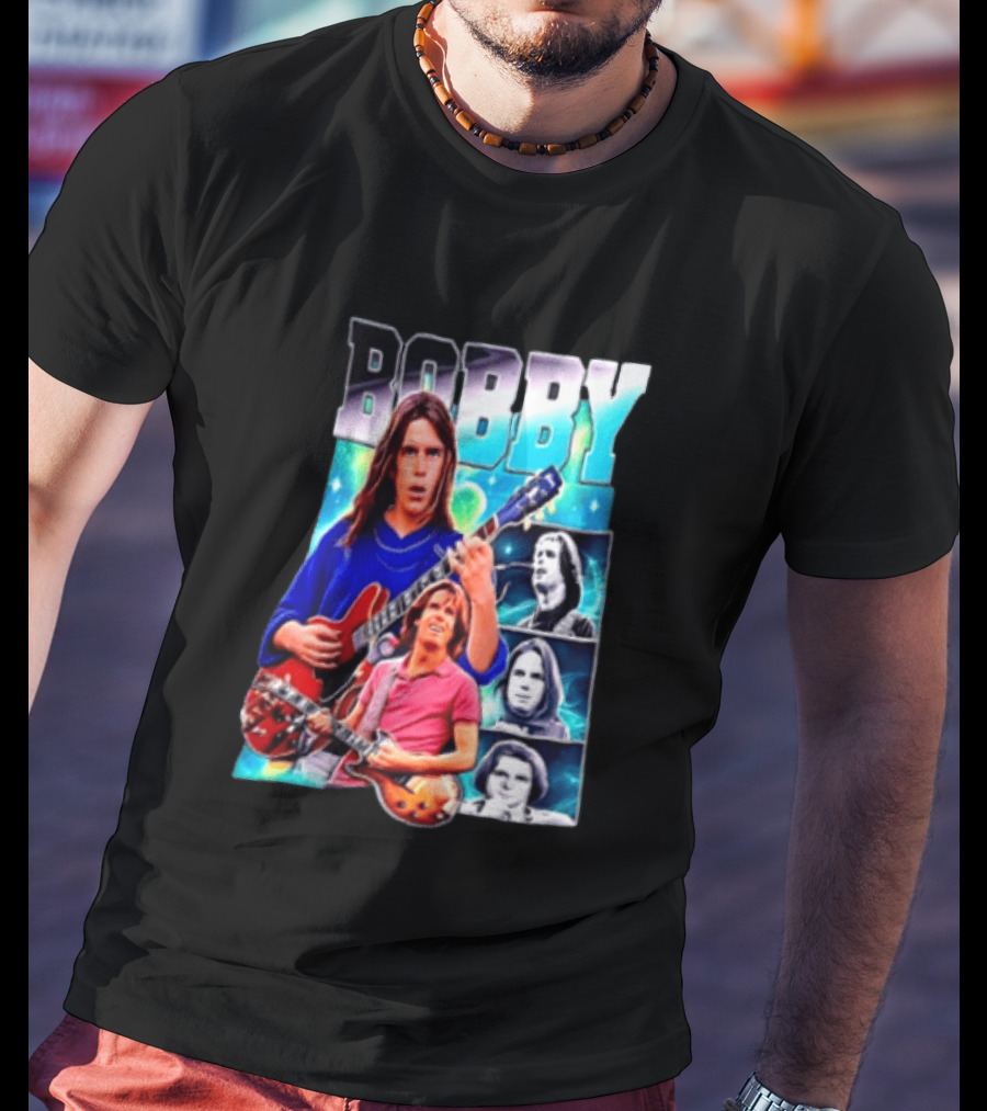 Bobby Guitarist Red Electric Guitar Collage Retro Photos T-Shirt