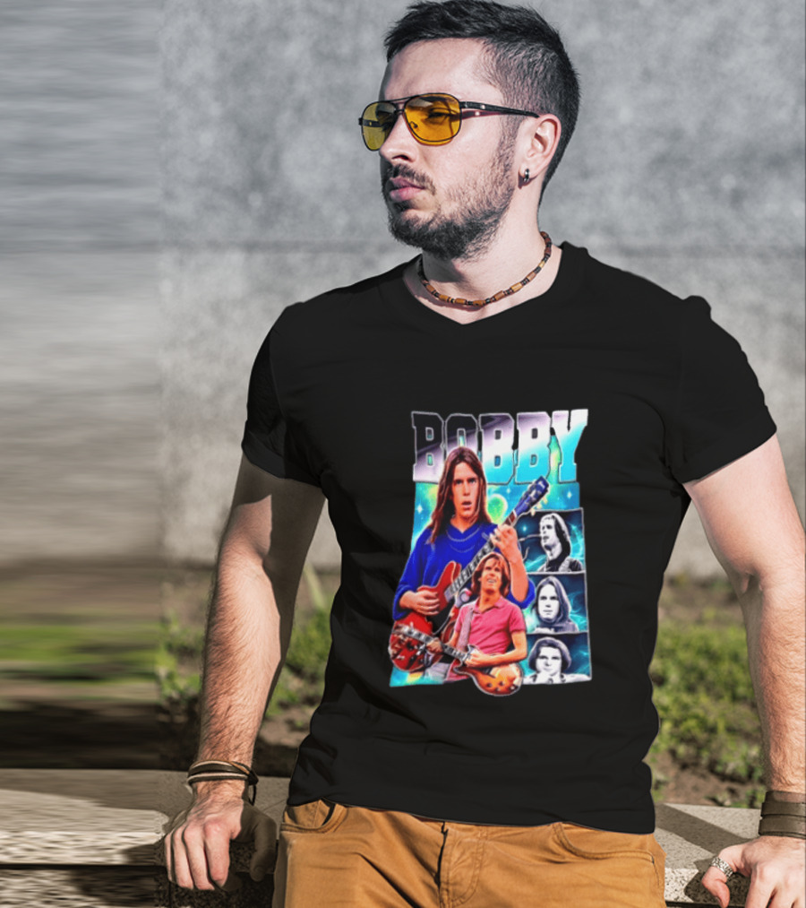 Bobby Guitarist Red Electric Guitar Collage Retro Photos T-Shirt