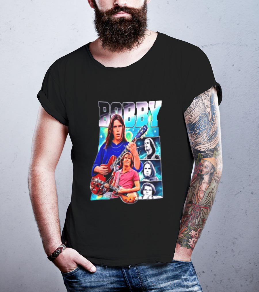 Bobby Guitarist Red Electric Guitar Collage Retro Photos T-Shirt